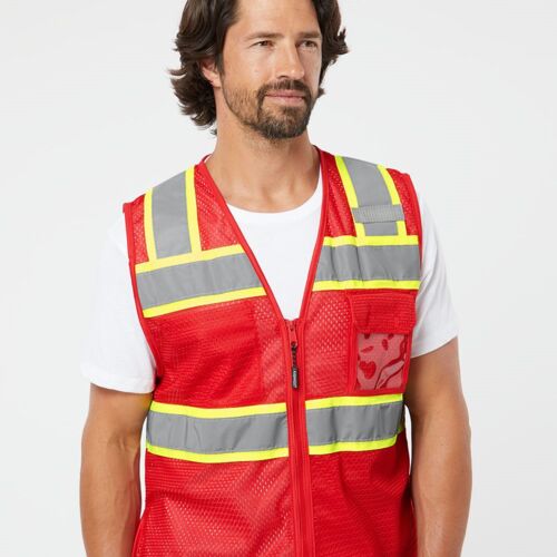 Unisex EV Series® Enhanced Visibility 3 Pocket Mesh Vest Thumbnail