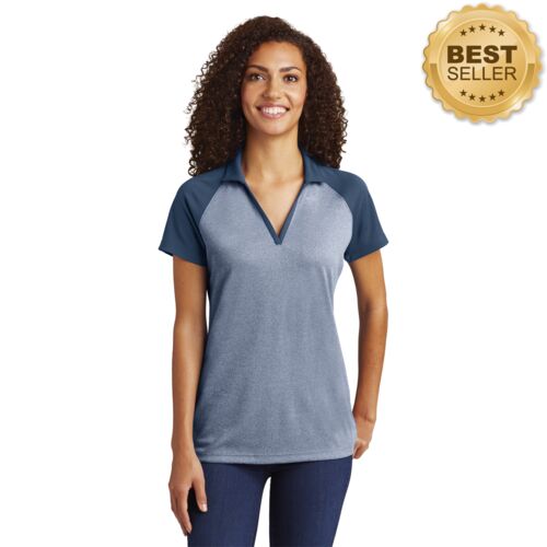 Ladies PosiCharge ® RacerMesh ® Raglan Heather Block Polo Thumbnail
